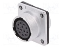 Socket; female; WS; PIN: 12; flange (4 holes),for panel mounting