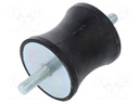 Vibration damper; M10; Ø: 60mm; rubber; L: 60mm; Thread len: 28mm