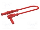Test lead; 12A; banana plug 4mm,angular banana plug 4mm; red