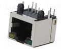 Socket; RJ45; PIN: 8; Cat: 5; shielded; Layout: 8p8c; THT; angled