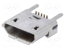 Socket; USB B micro; on PCBs; SMT; PIN: 5; vertical; USB 2.0
