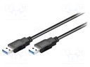 Cable; USB 3.0; USB A plug,both sides; 1m; black; 5Gbps
