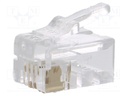 Plug; RJ10; PIN: 4; unshielded; gold-plated; Layout: 4p4c; 26AWG; IDC