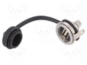 Socket; USB A; 1310; for panel mounting,rear side nut; soldering