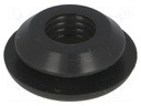 Grommet; Ømount.hole: 9.5mm; Øhole: 6.8mm; silicone; black