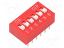 Switch: DIP-SWITCH; Poles number: 6; OFF-ON; 0.025A/24VDC; Pos: 2/6