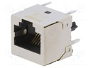 Socket; RJ45; PIN: 8; gold-plated; Layout: 8p8c; on PCBs; THT