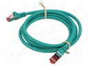 Patch cord; S/FTP; 6; stranded; Cu; LSZH; green; 2m; halogen free