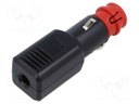 Cigarette lighter plug; screw terminal; Sup.volt: 12÷24VDC; 15A