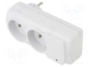 Plug socket strip: protective; Sockets: 2; 230VAC; 10A; white