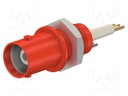 Connector: socket; BNC; red; Connection: soldering; on panel