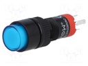 Switch: push-button; Pos: 2; SPDT; 0.5A/250VAC; 1A/24VDC; blue; blue