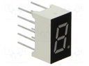 Display: LED; 7-segment; 7.62mm; 0.3"; No.char: 1; blue; 50mcd; anode