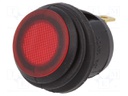 ROCKER; SPST; Pos: 2; OFF-ON; 20A/14VDC; red; IP65; LED 14VDC; 50mΩ