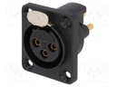 Socket; XLR; female; PIN: 3; with push button,sealed; soldering