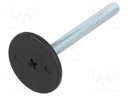 Foot of pin; rigid,with screwdriver slot; Base dia: 40mm; M8