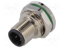 Socket; M12; PIN: 4; male; D code-Ethernet; THT; IP67; 250V; 4A