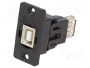 Adapter; USB A socket,USB B socket; SLIMS; USB 2.0; gold-plated