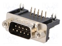 D-Sub; PIN: 9; socket; male; 9,4mm standard; Locking: screws; THT