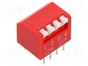 Switch: DIP-SWITCH; Poles number: 4; OFF-ON; 0.025A/24VDC; Pos: 2/4