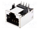 Socket; RJ45; PIN: 8; Layout: 8p8c; THT; on PCBs
