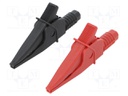 Crocodile clip; 20A; black,red; max.39mm; 1kV