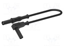 Test lead; 12A; banana plug 4mm,angular banana plug 4mm; black