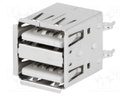 Socket; USB A; THT; straight; double