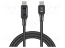 Cable; USB 2.0; USB C plug,both sides; 1.2m; black; 20AWG,28AWG