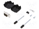 D-Sub; PIN: 9; plug; male; soldering; for cable; black