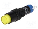 Switch: push-button; Pos: 2; SPDT; 0.5A/250VAC; 1A/24VDC; yellow