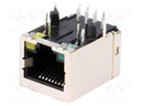Socket; RJ45; PIN: 8; Layout: 8p8c; THT; on PCBs