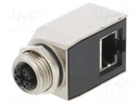 Adapter; RJ45 socket,M12 female; X code-ProfiNET; PIN: 8; Cat: 6a
