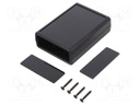 Enclosure: with panel; X: 66.5mm; Y: 92mm; Z: 28mm; ABS; black