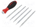 Screwdrivers; Pcs: 6; Bit: Phillips,Pozidriv®,Torx®,slot