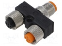T adapter; M12 male,M12 female x2; Y; PIN: 5; Polarisation: A; IP67