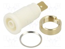 Connector: 4mm banana; socket; 32A; 1kV; white; gold-plated; 33mm