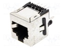 Socket; RJ45; PIN: 8; with panel stop blockade; Layout: 8p8c; THT