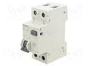 RCBO breaker; Inom: 25A; Ires: 30mA; Poles: 1+N; 230/400VAC; DIN