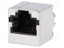 Socket; RJ45; PIN: 8; Cat: 6; shielded; Layout: 8p8c; THT; on PCBs