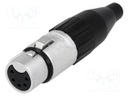 Plug; XLR; female; PIN: 5; straight; for cable; soldering; tinned