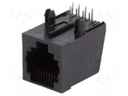 Socket; RJ45; PIN: 8; Layout: 8p8c; THT; angled