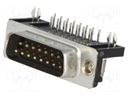 D-Sub; PIN: 15; socket; male; 7,2mm standard; Locking: screws; THT