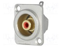 Socket; RCA; female; soldering; gold-plated; for panel mounting