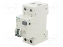 RCBO breaker; Inom: 13A; Ires: 30mA; Poles: 1+N; 230/400VAC; DIN