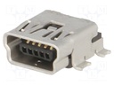 Socket; USB B mini; on PCBs; SMT; PIN: 5; horizontal