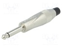 Plug; Jack 6,35mm; male; mono; straight; for cable; soldering; grey