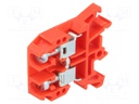 Splice terminal: rail; 0.5÷10mm2; ways: 1; terminals: 2; red; 690V