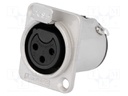 Socket; XLR; female; PIN: 3; straight; with push button; soldering