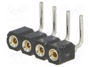 Socket; pin strips; female; PIN: 4; turned contacts; angled 90°